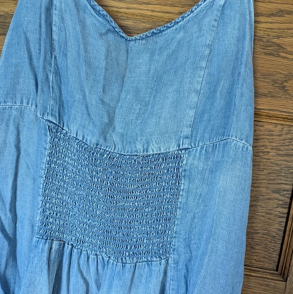 NWT White Birch Oversized Denim Overall Dress Elastic Paneling Size L - Picture 3 of 10